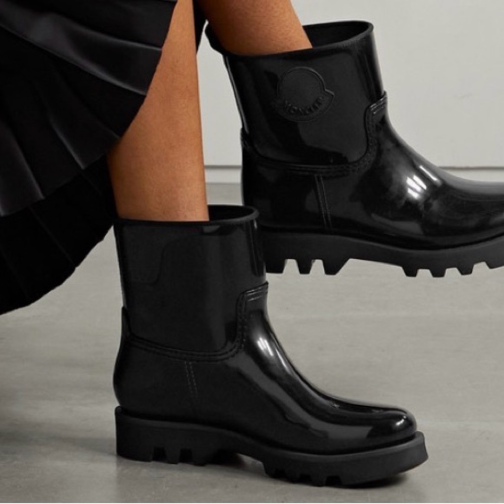 MONCLER Ginette logo-appliquéd glossed-rubber rain boots